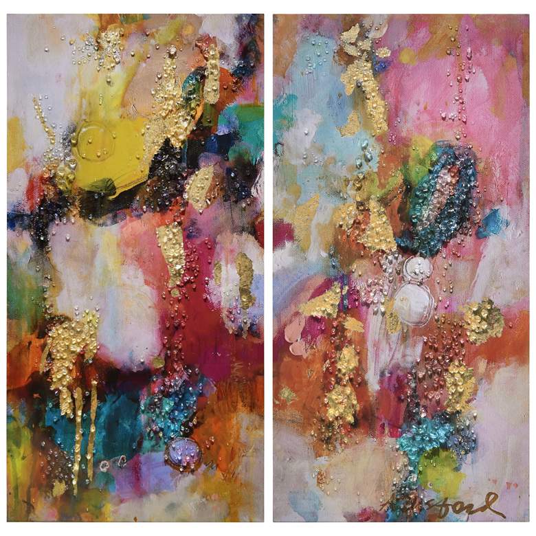Image 1 Colorful Symphony I & II Crystallus Epoxy Coated Wrapped Canvas Wall Ar