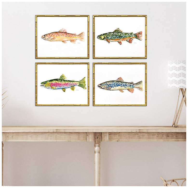 Image 4 Colorful Trout 21"W x 17"H Coastal Framed Art Set of 4 more views