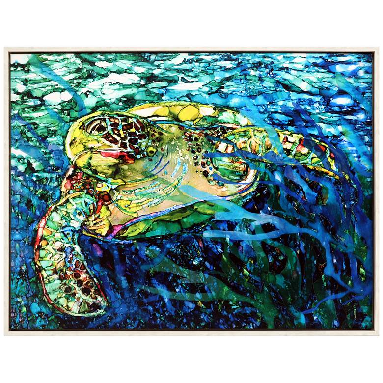 Image 3 Colorful Turtle 51 inch Wide Giclee Canvas Framed Wall Art