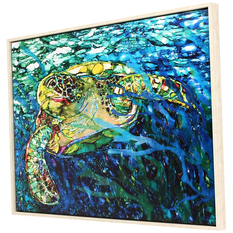 Image 5 Colorful Turtle 51 inch Wide Giclee Canvas Framed Wall Art more views