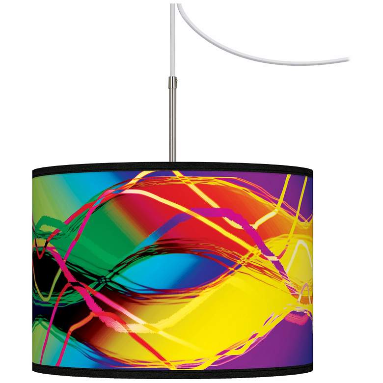 Image 1 Colors In Motion (Light) Giclee Glow Swag Plug-In Chandelier