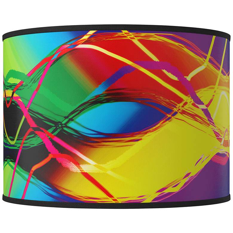 Image 1 Colors In Motion (Light) Giclee Round Drum Lamp Shade 15.5x15.5x11 (Spider)