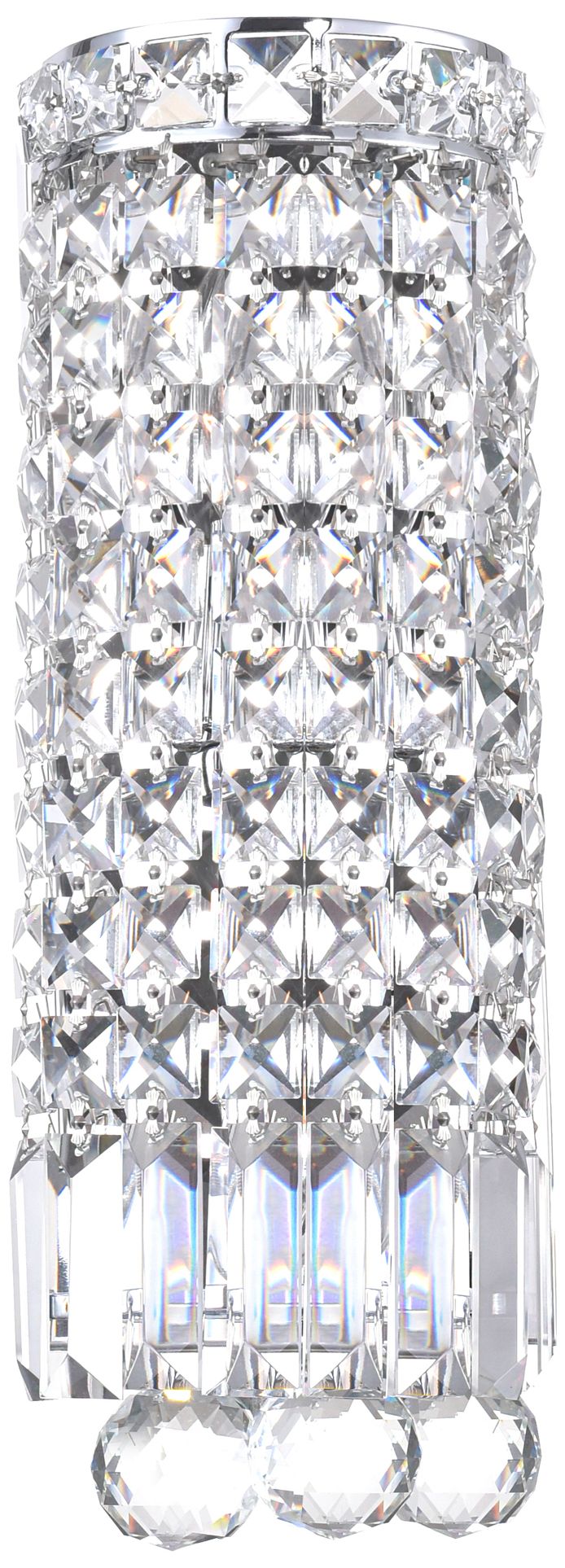 Colosseum 2 Light 5in Chrome Bathroom Sconce with Crystals