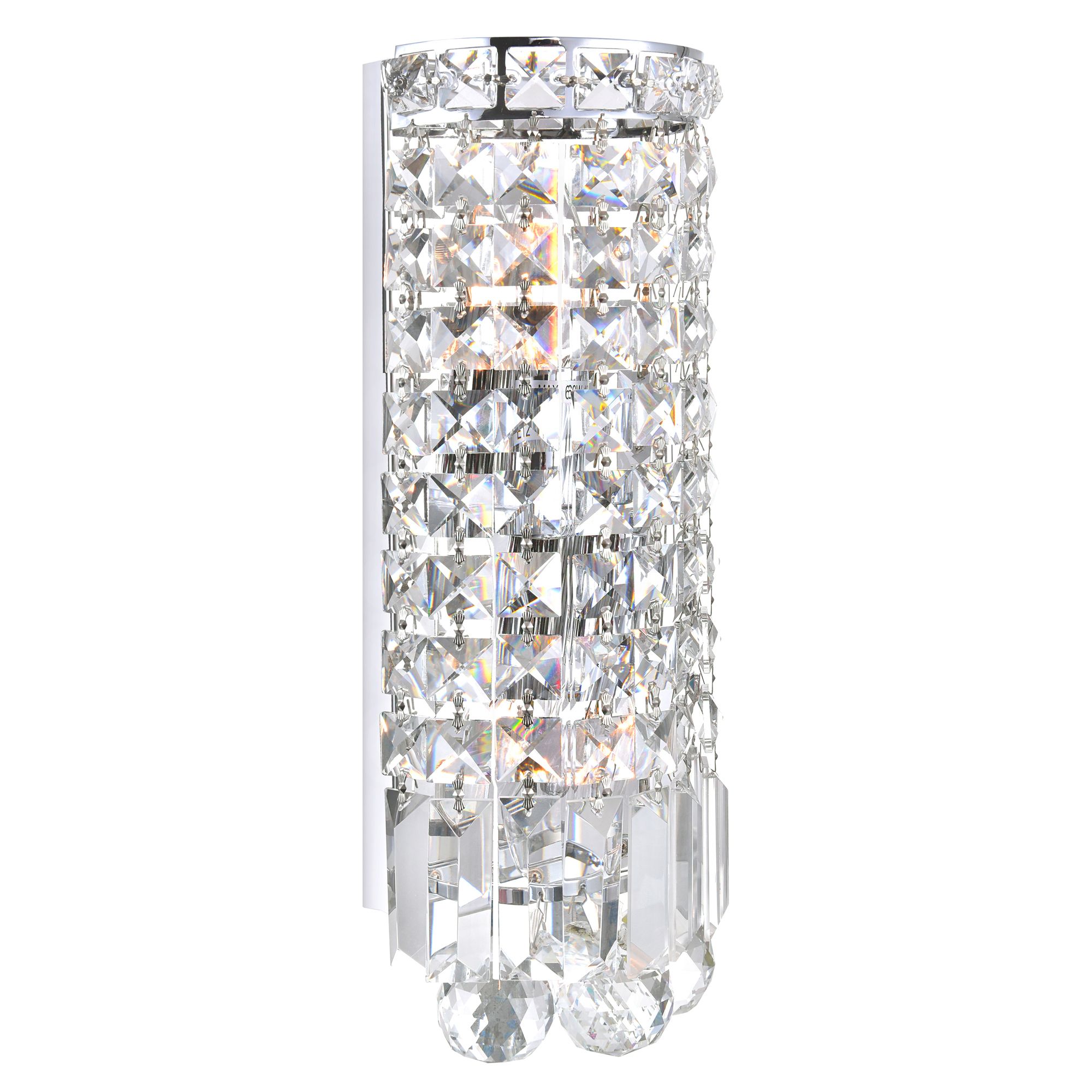 Image 2 Colosseum 2 Light 5in Chrome Bathroom Sconce with Crystals more views