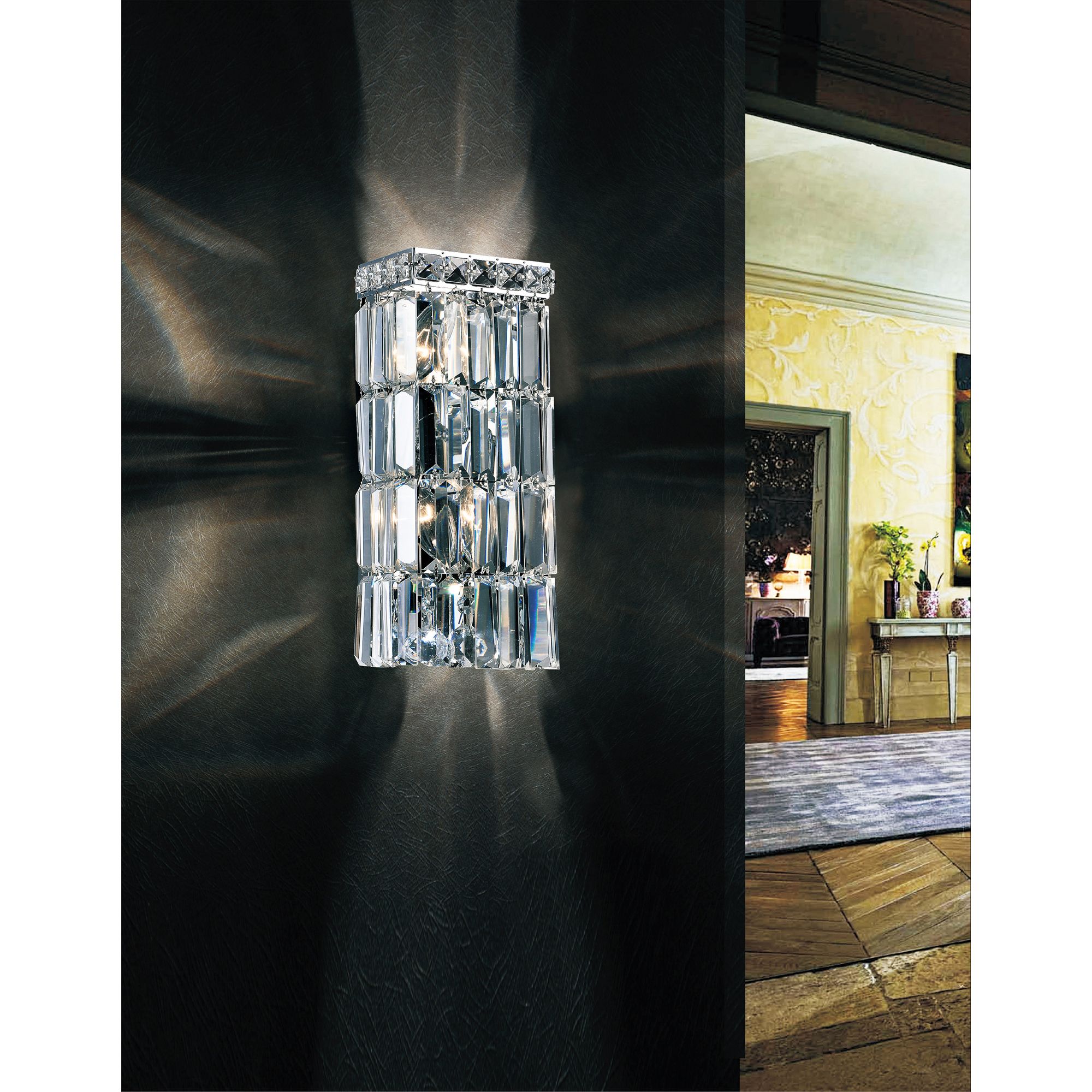 Image 6 Colosseum 2 Light 5in Chrome Bathroom Sconce with Crystals more views