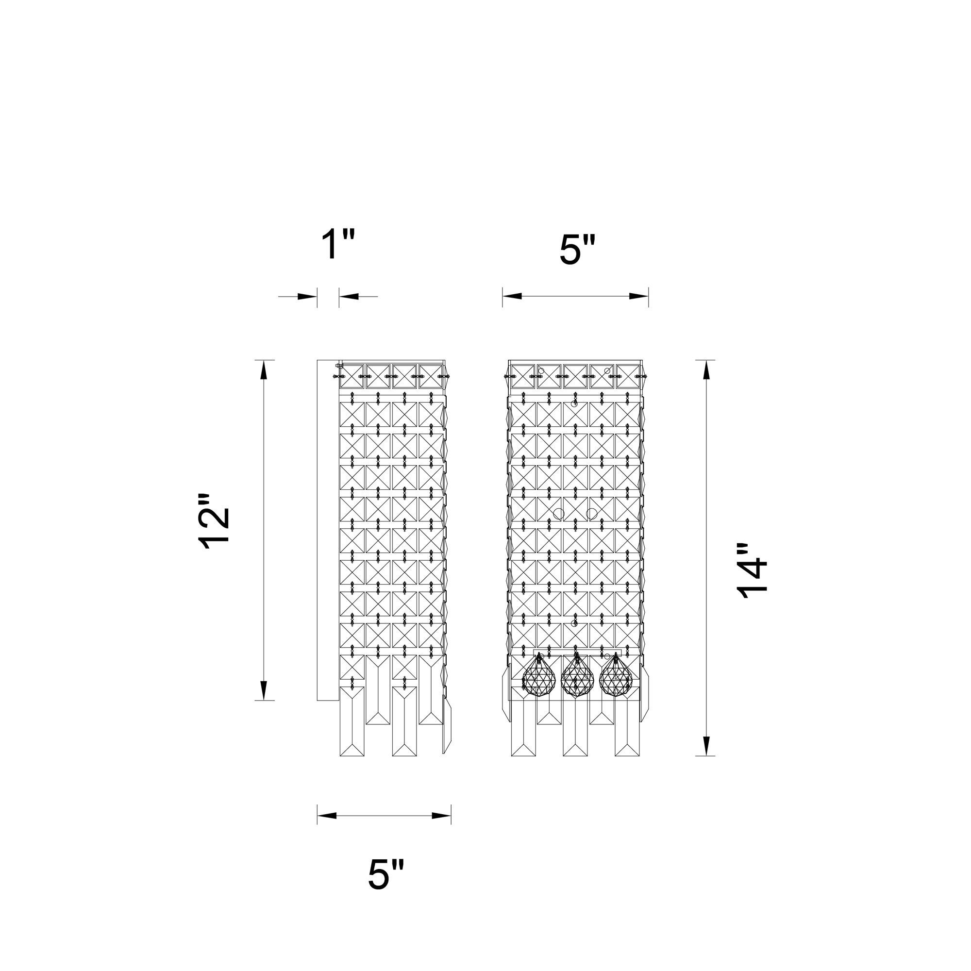 Image 6 Colosseum 2 Light 5in Chrome Wall Sconce with Crystals more views