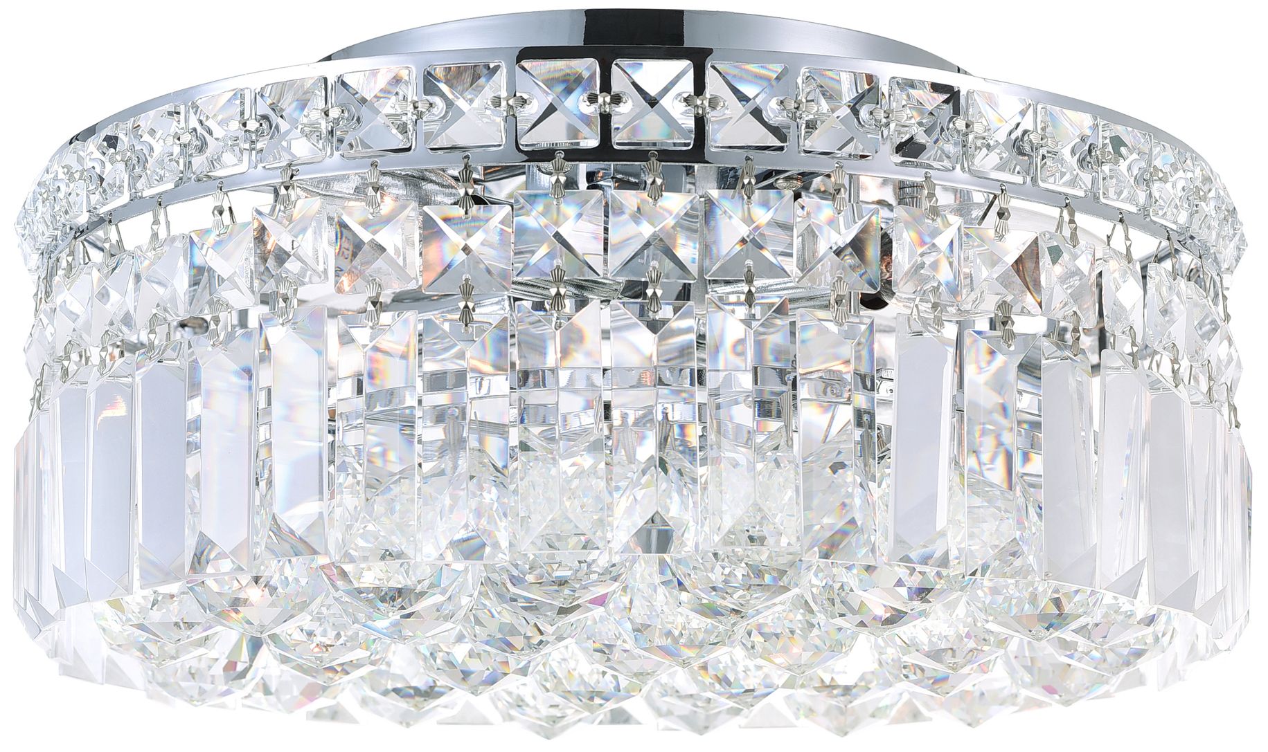 Colosseum 4 Light 12in Chrome Flush Mount with Crystals