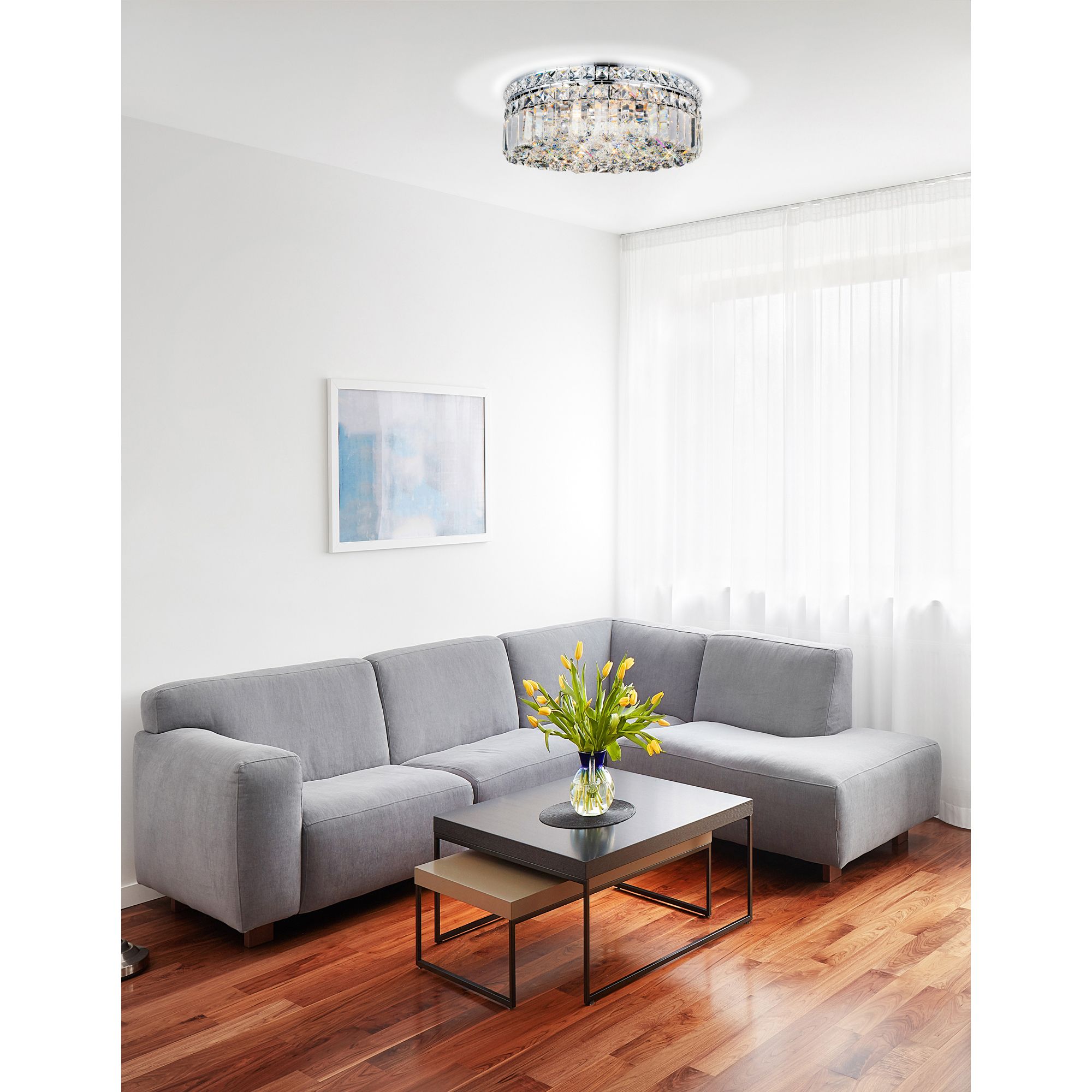 Image 7 Colosseum 4 Light 14in Chrome Flush Mount with Crystals more views