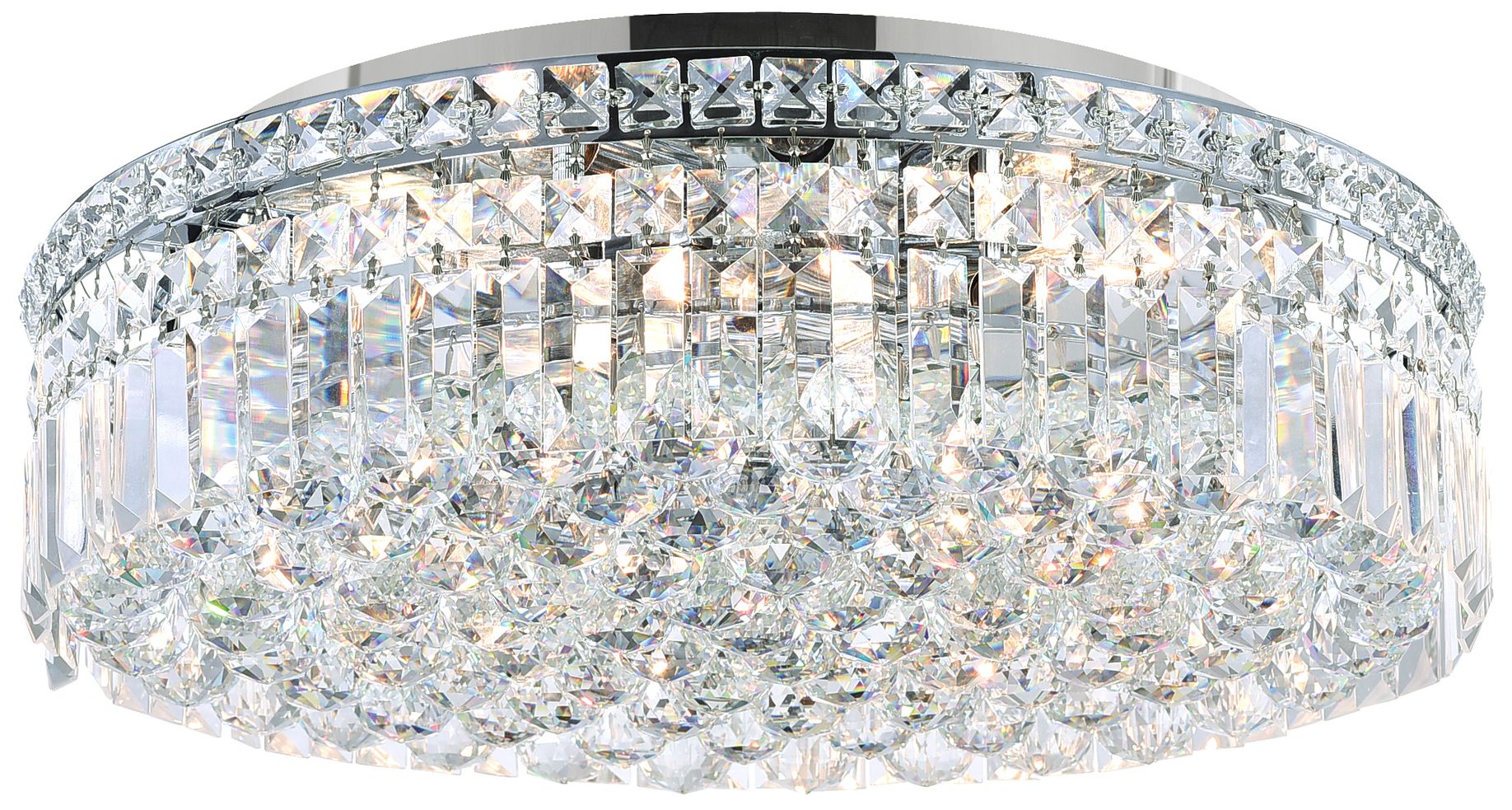 Colosseum 8 Light 16in Chrome Flush Mount with Crystals