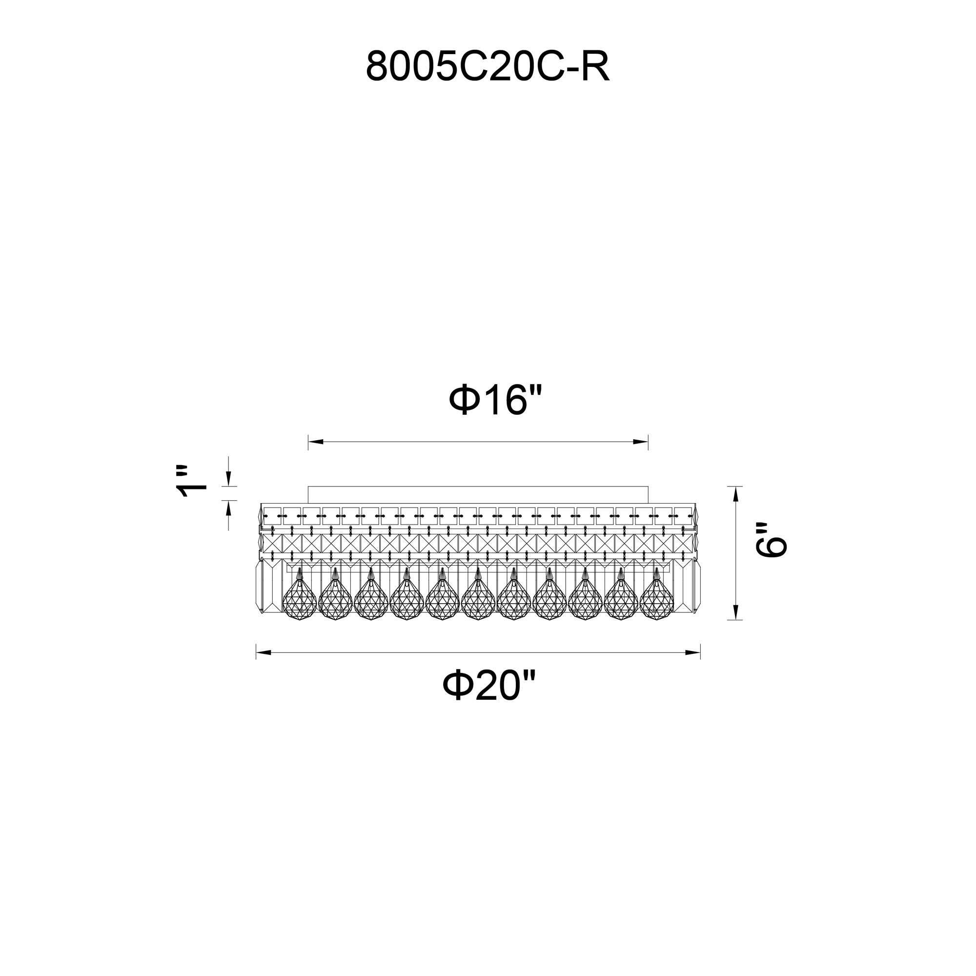 Image 6 Colosseum 8 Light 16in Chrome Flush Mount with Crystals more views