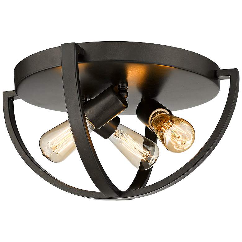 Image 1 Colson 14 1/4 inch Wide Etruscan Bronze 3-Light Flush Mount