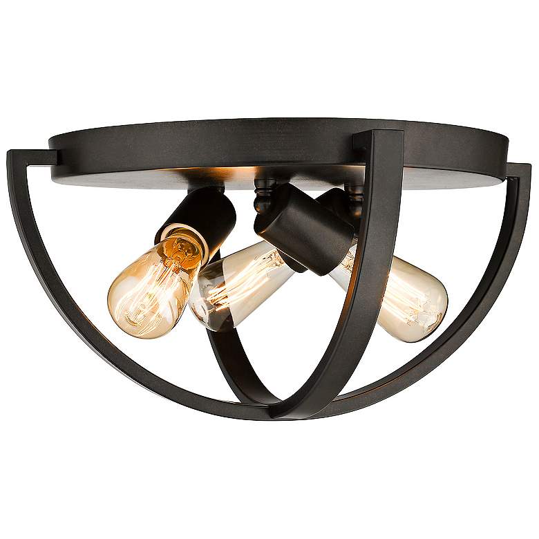Image 4 Colson 14 1/4" Wide Etruscan Bronze 3-Light Flush Mount more views
