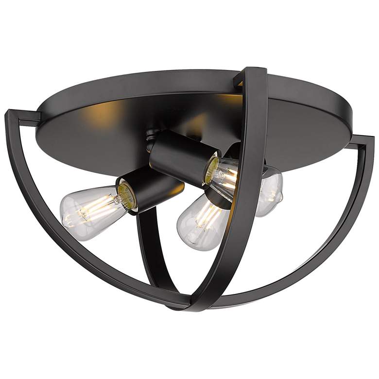 Image 1 Colson 14 1/4" Wide Matte Black 3-Light Flush Mount