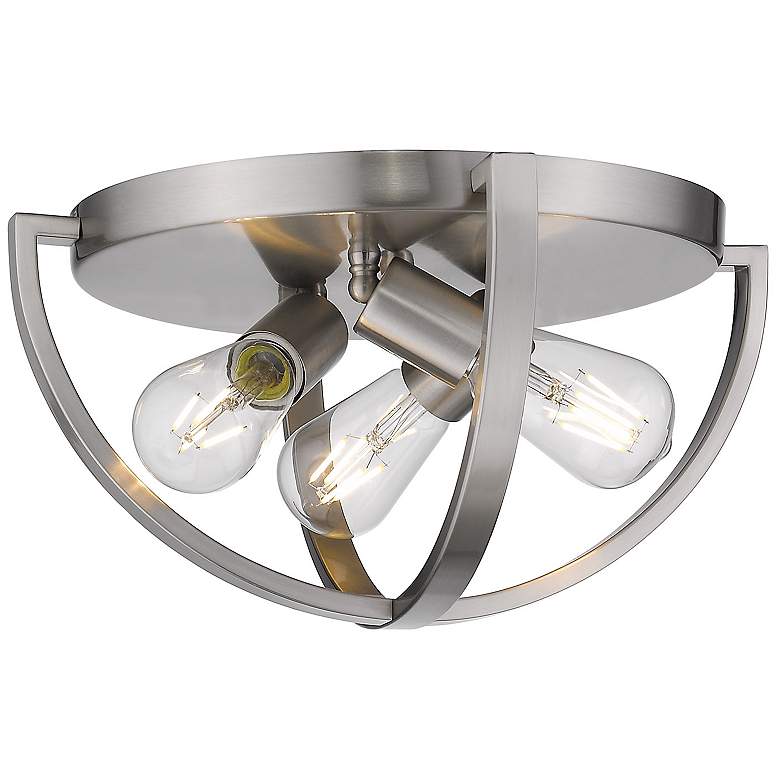 Image 1 Colson 14 1/4" Wide Pewter 3-Light Flush Mount