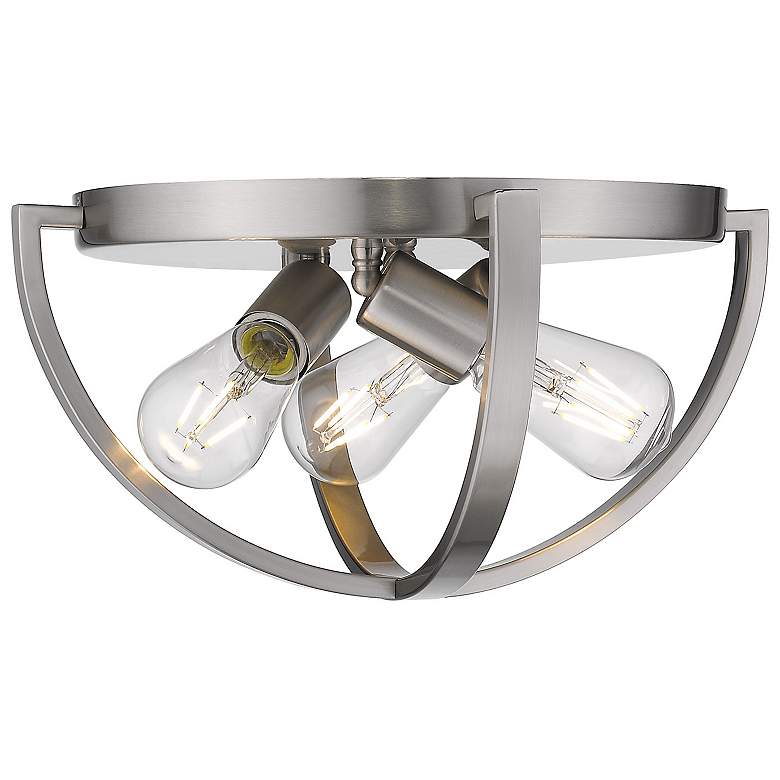 Image 2 Colson 14 1/4" Wide Pewter 3-Light Flush Mount more views