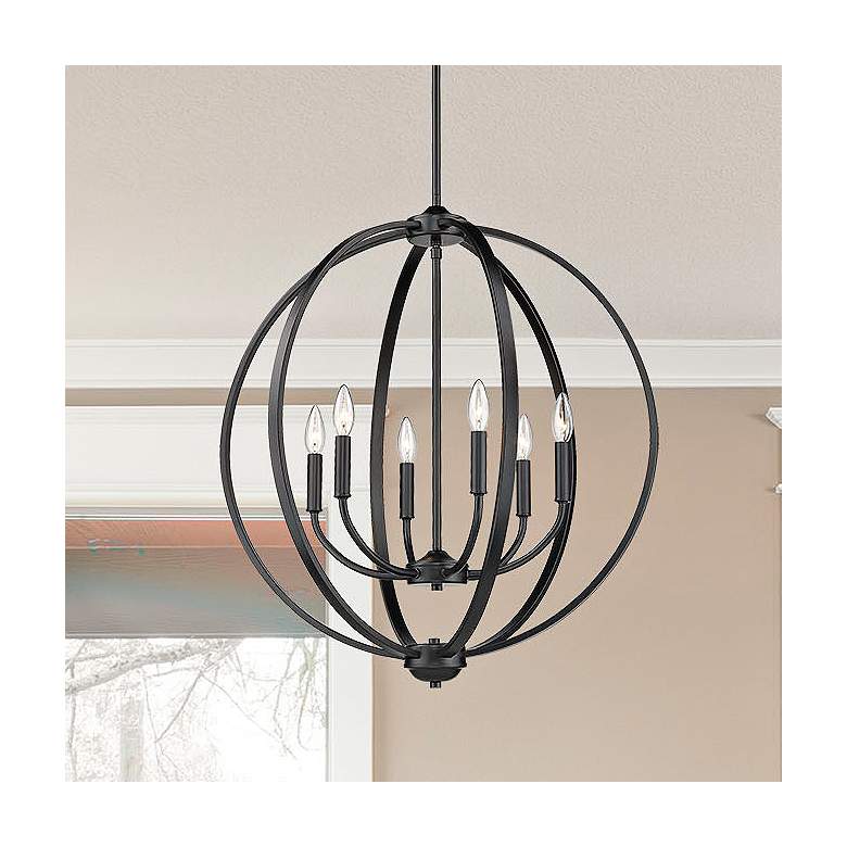 Image 1 Colson 26" Wide Matte Black 6-Light Orb Chandelier