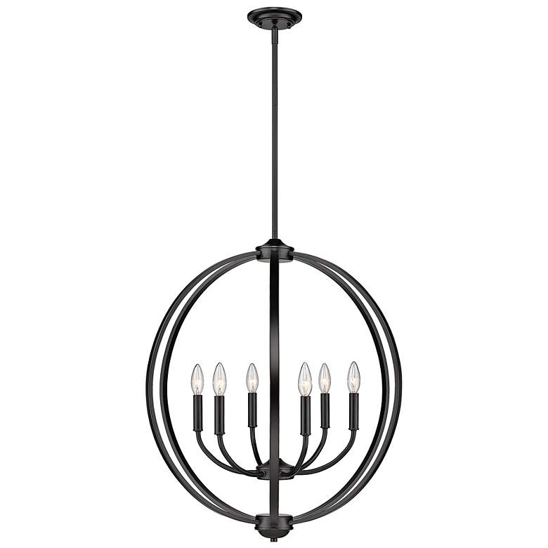 Image 5 Colson 26" Wide Matte Black 6-Light Orb Chandelier more views