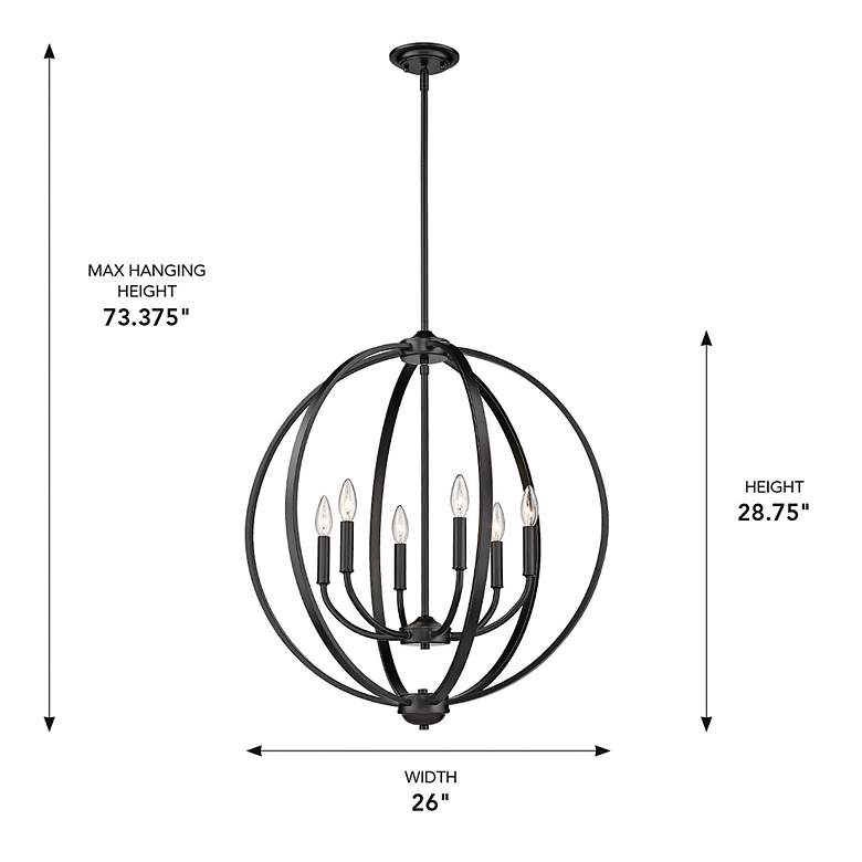 Image 6 Colson 26" Wide Matte Black 6-Light Orb Chandelier more views