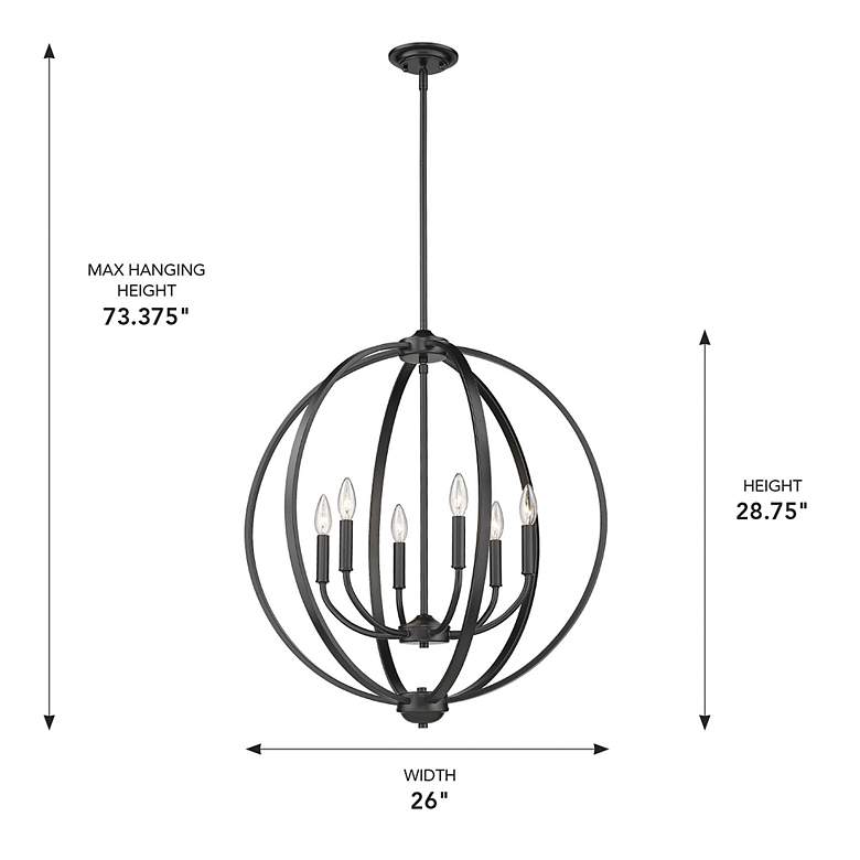 Image 7 Colson 26" Wide Matte Black 6-Light Orb Chandelier more views