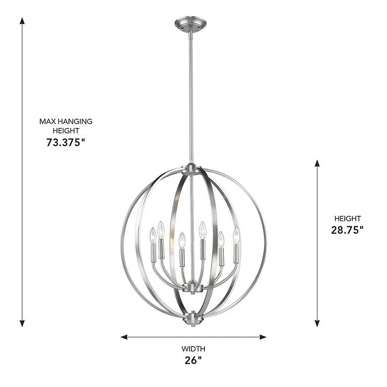 Image 3 Colson 26" Wide Pewter 6-Light Chandelier more views