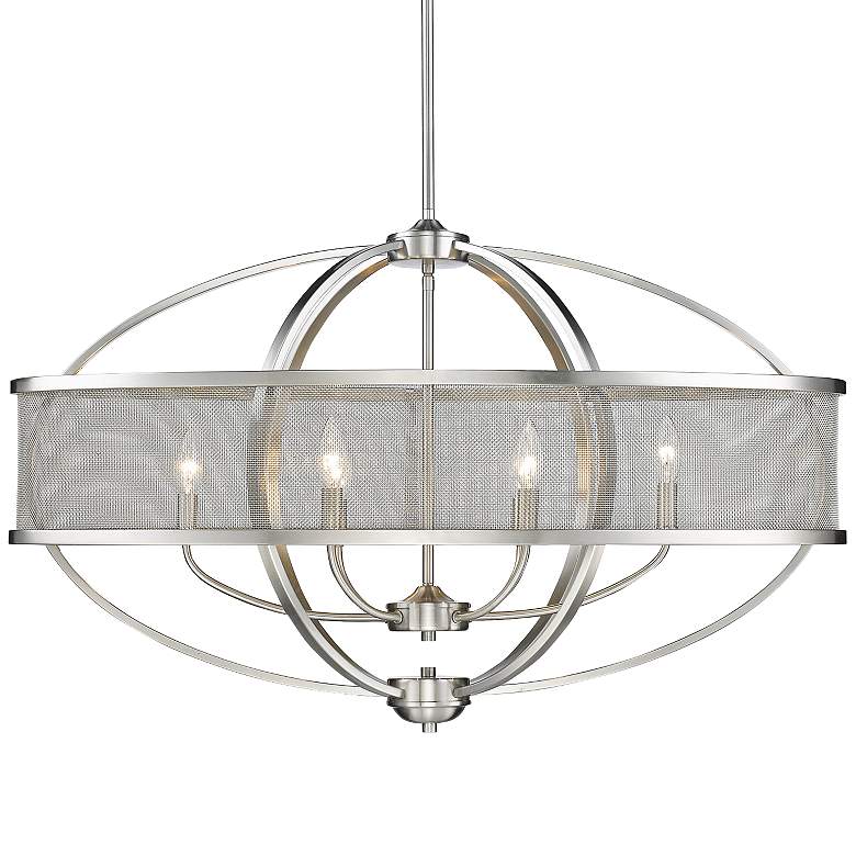 Image 2 Colson 36 1/4 inch Wide Pewter 6-Light Oval Chandelier