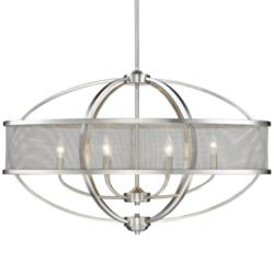 Colson 36 1/4&quot; Wide Pewter 6-Light Oval Chandelier