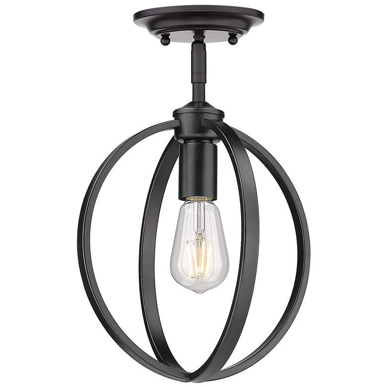 Image 1 Colson 9 7/8" Wide Matte Black 1-Light Semi-Flush