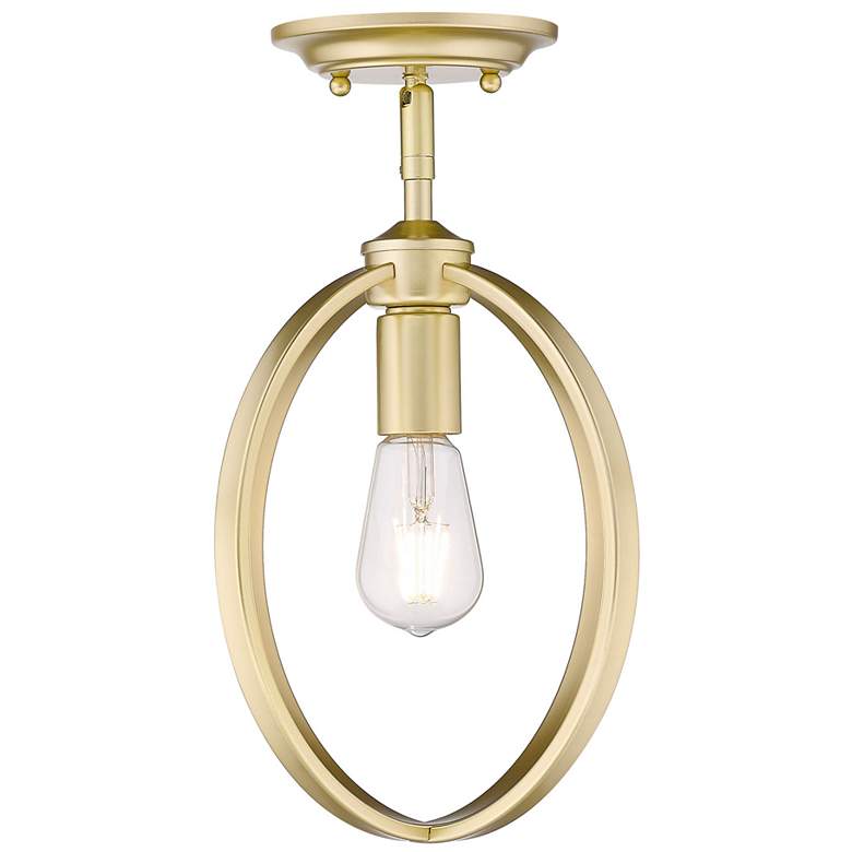 Image 1 Colson 9 7/8" Wide Olympic Gold 1-Light Semi-Flush