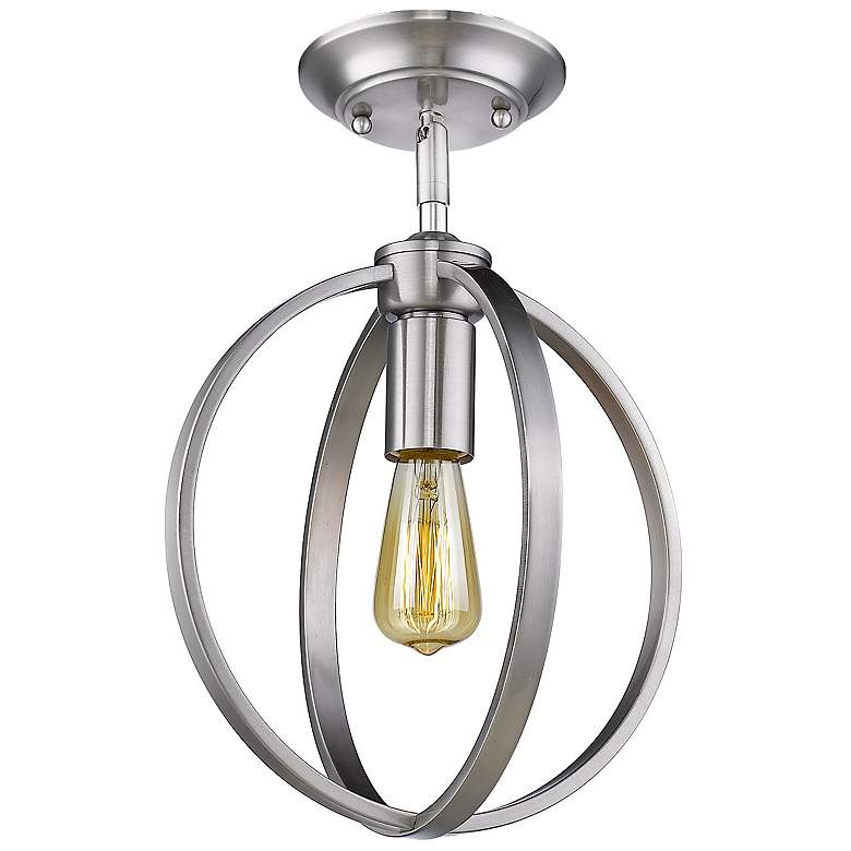 Image 1 Colson 9 7/8" Wide Pewter 1-Light Semi-Flush