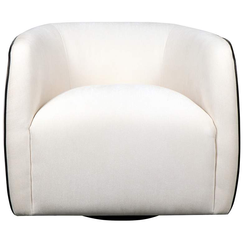 Image 1 Colsum Cream Distressed Velvet Black Piping Swivel Chair
