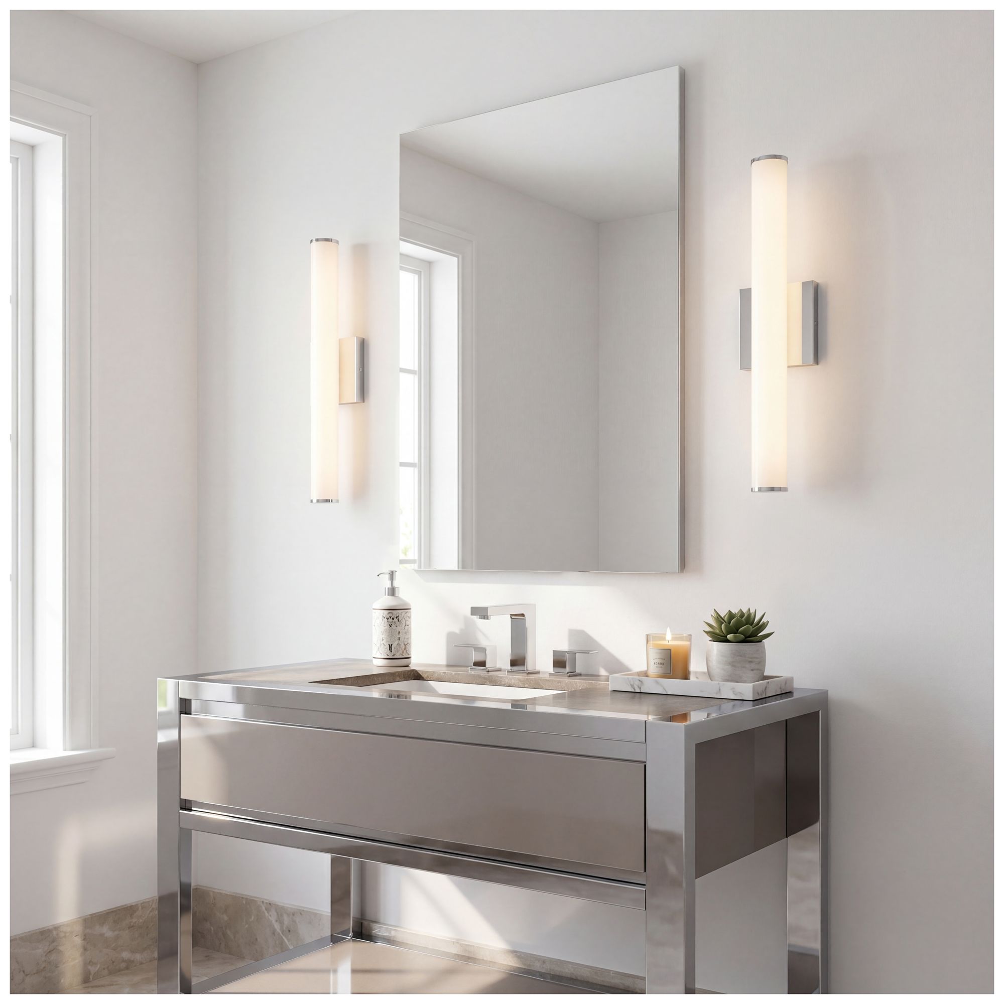 Image 7 Colt 18" Contemporary LED Cylinder Vanity Light in Chrome more views