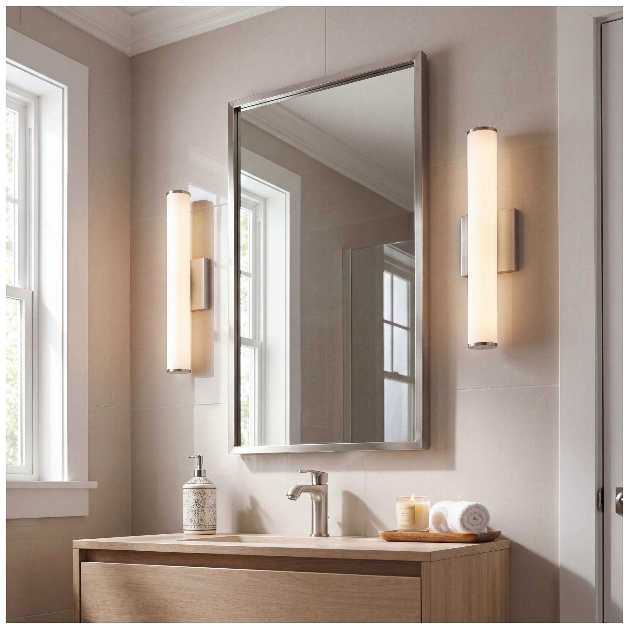 Image 2 Colt 18" Contemporary LED Cylinder Vanity Light in Satin Nickel more views