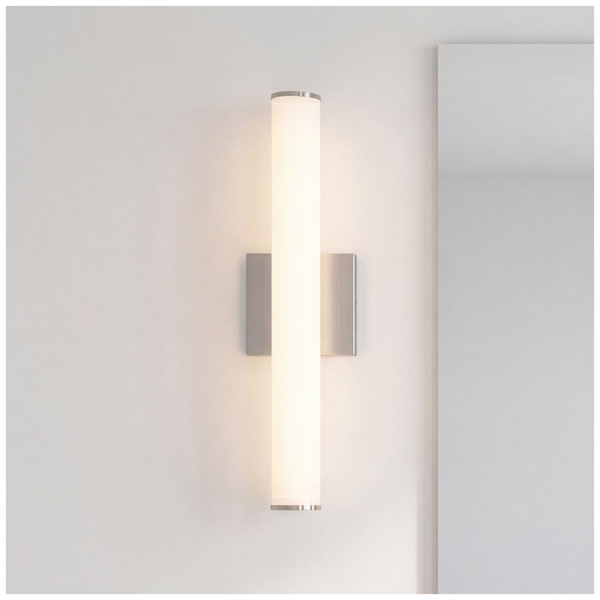 Image 3 Colt 18" Contemporary LED Cylinder Vanity Light in Satin Nickel more views