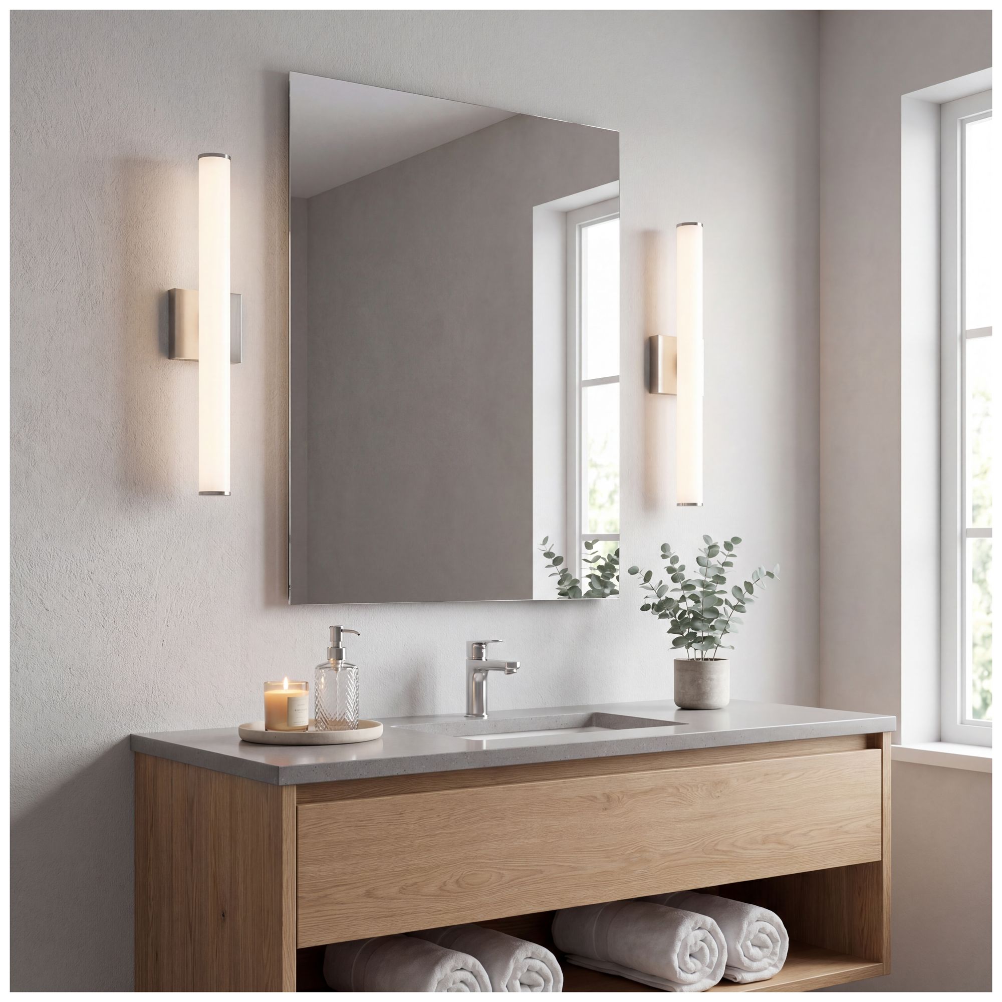 Image 7 Colt 24" Contemporary LED Cylinder Vanity Light in Satin Nickel more views