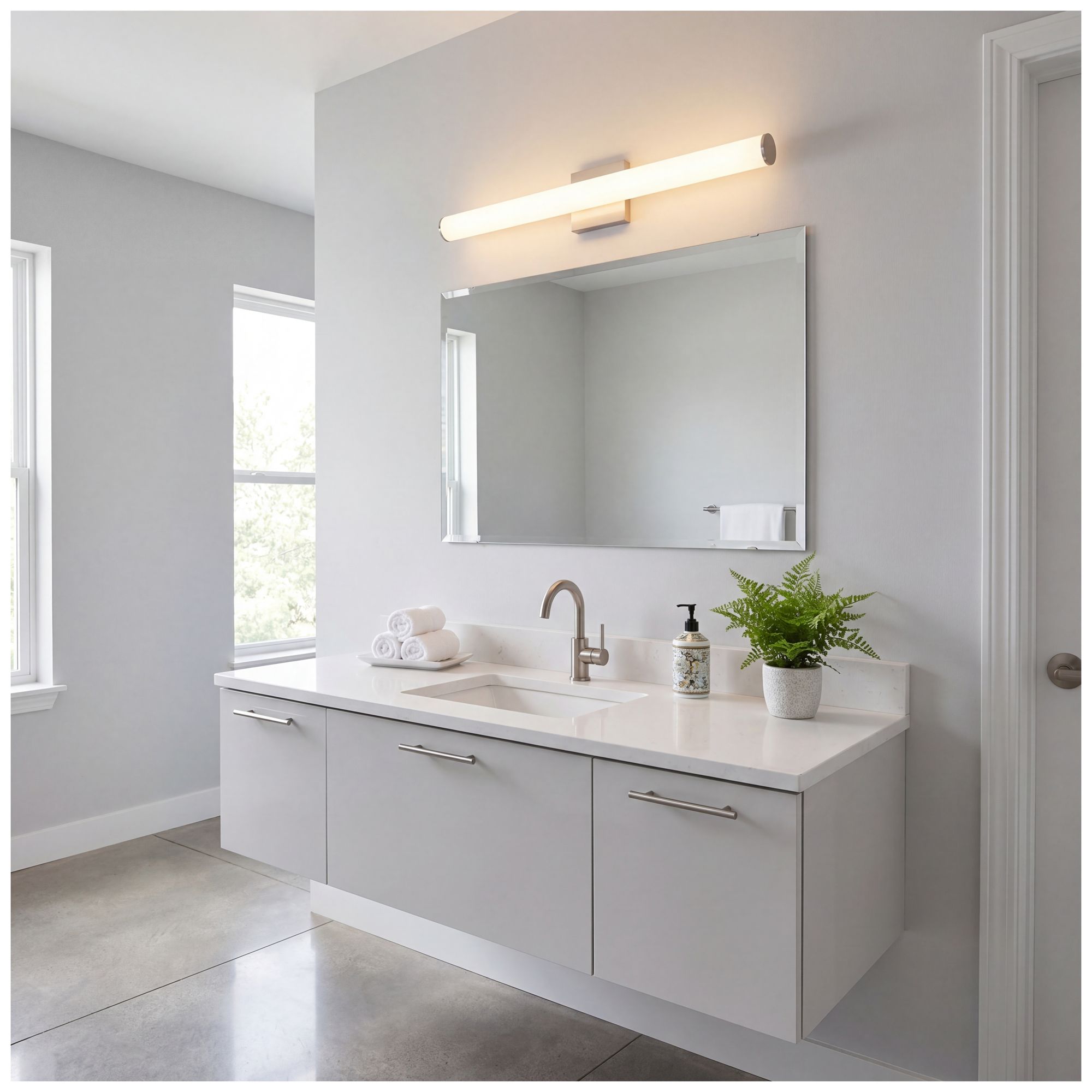 Colt 30" Contemporary LED Cylinder Vanity Light in Satin Nickel
