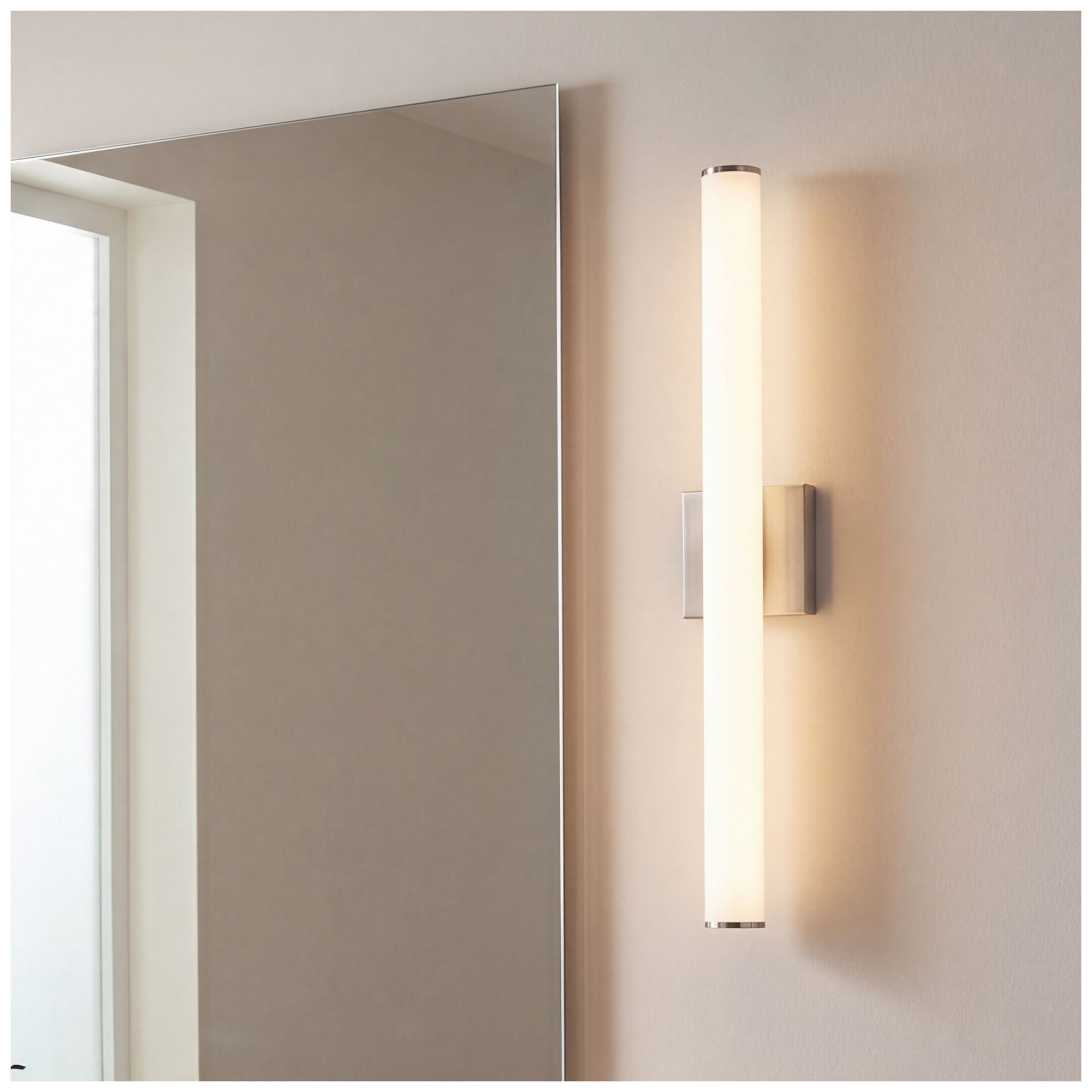 Colt 30" Contemporary LED Cylinder Vanity Light in Satin Nickel