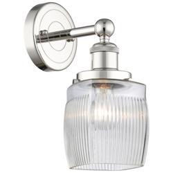 Colton 11.5&quot;High Polished Nickel Sconce With Clear Crackle Shade