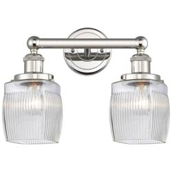 Colton 15&quot;W 2 Light Polished Nickel Bath Light With Clear Crackle Shad