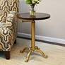 Colton 18" Wide Elm Wood and Gold Adjustable Accent Table
