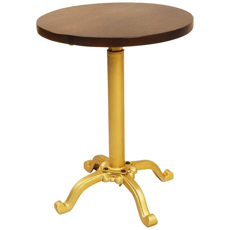 Image 5 Colton 18 inch Wide Elm Wood and Gold Adjustable Accent Table more views