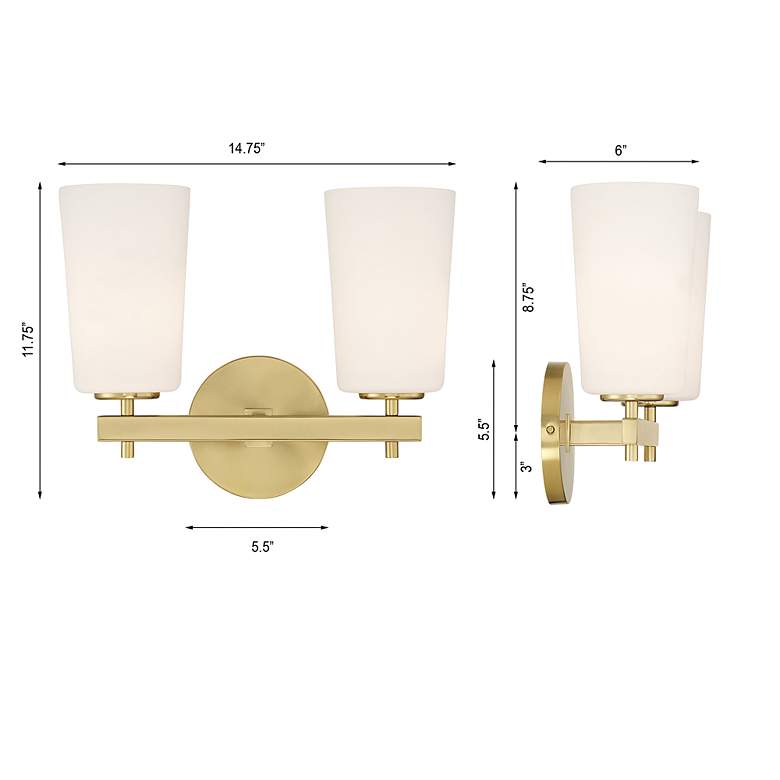 Image 5 Colton 2 Light Aged Brass Wall Mount more views