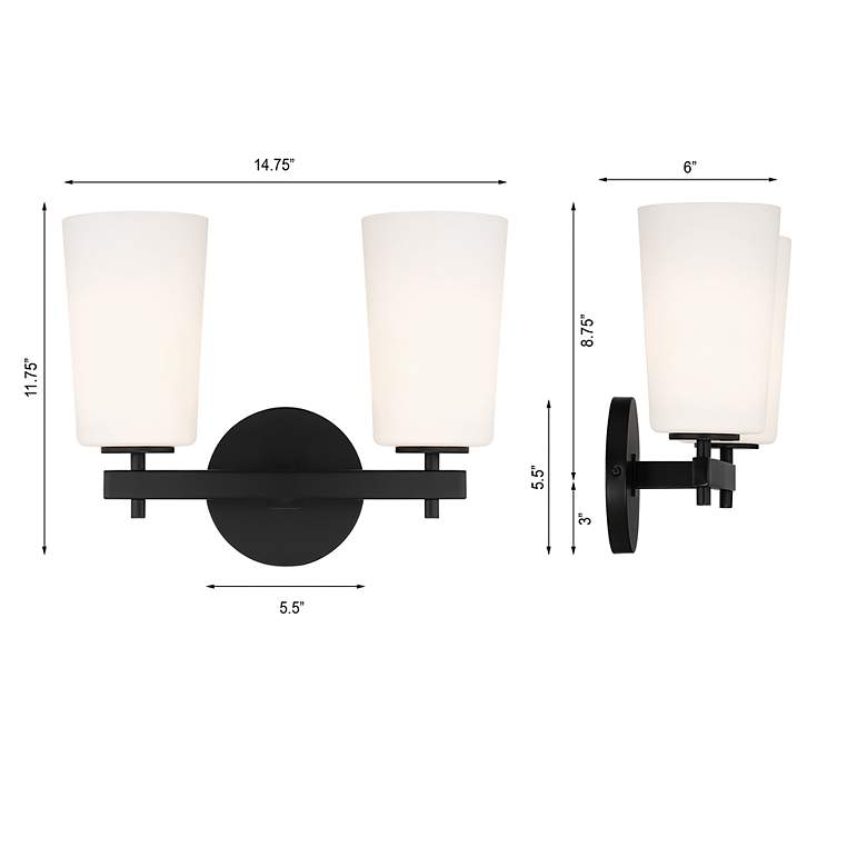 Image 5 Colton 2 Light Black Wall Mount more views
