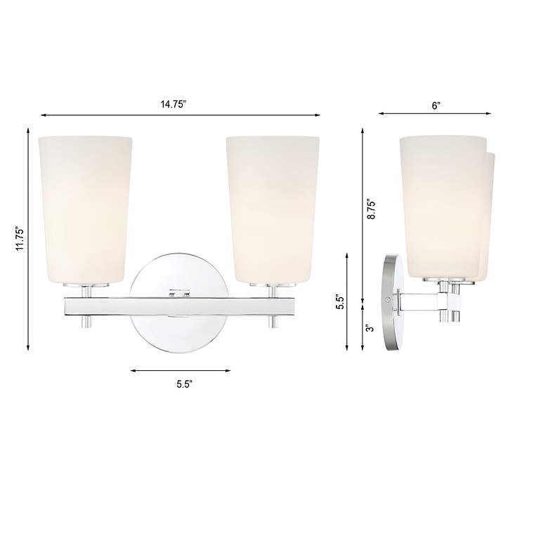 Image 5 Colton 2 Light Polished Chrome Wall Mount more views