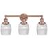 Colton 24"W 3 Light Antique Copper Bath Light With Clear Crackle Shade