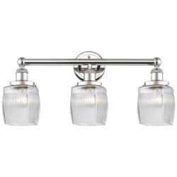 Colton 24&quot;W 3 Light Polished Nickel Bath Light With Clear Crackle Shad