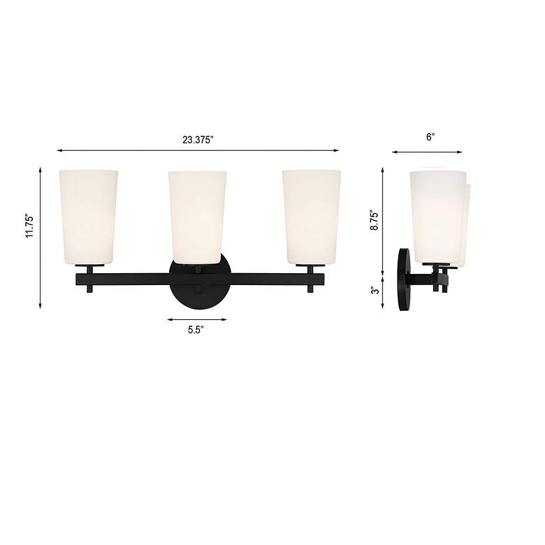 Image 5 Colton 3 Light Black Wall Mount more views