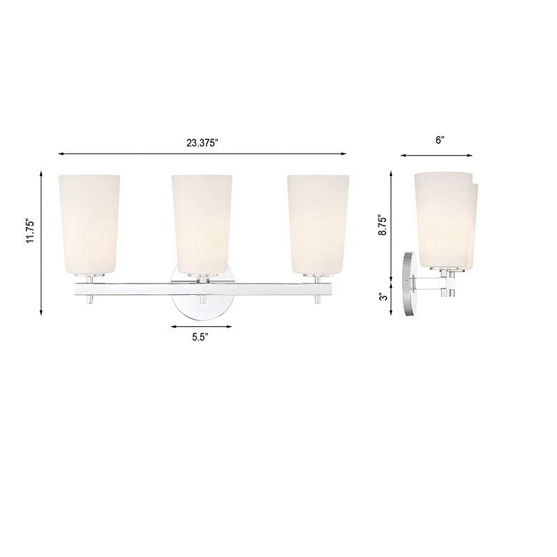 Image 5 Colton 3 Light Polished Chrome Wall Mount more views