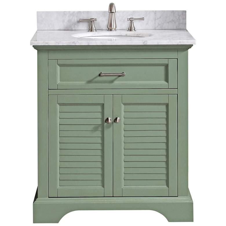 Image 1 Colton 31 inchW Carrara Marble Basil Green Single Sink Vanity