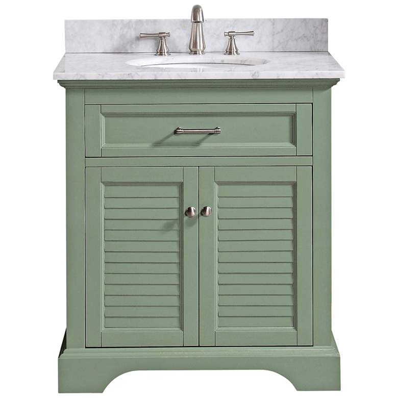 Image 1 Colton 31"W Carrara Marble Basil Green Single Sink Vanity