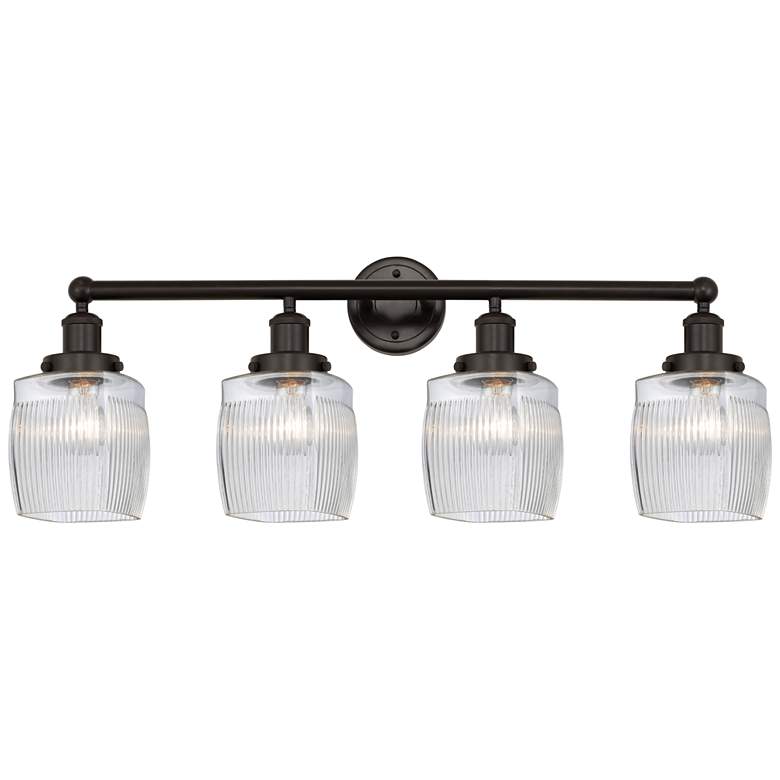 Image 1 Colton 33 inch 4-Light Oil Rubbed Bronze Bath Light w/ Clear Crackle Shade